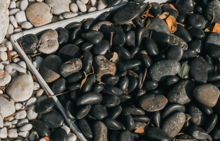 Small black pebbles for landscaping