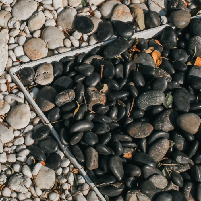 Small black pebbles for landscaping
