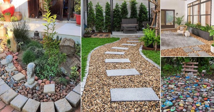 Backyard ideas with pebbles