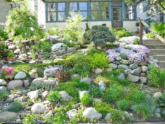 Rock hillside landscaping