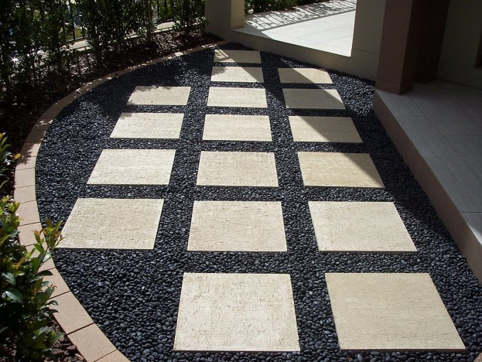 Backyard ideas with pebbles