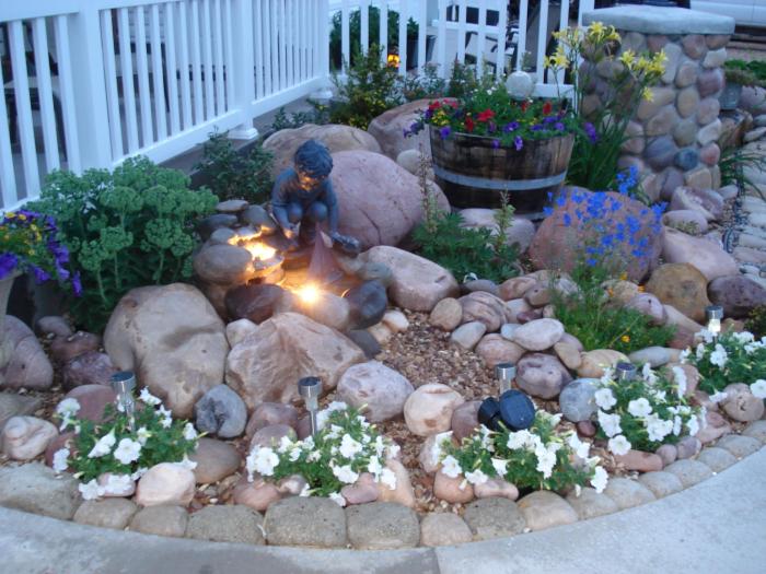 Rock landscaping front yard